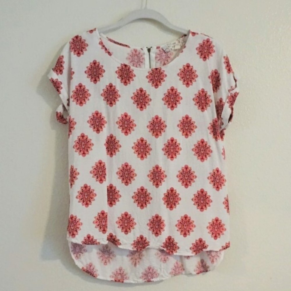 Pink Republic High Low Patterned Top